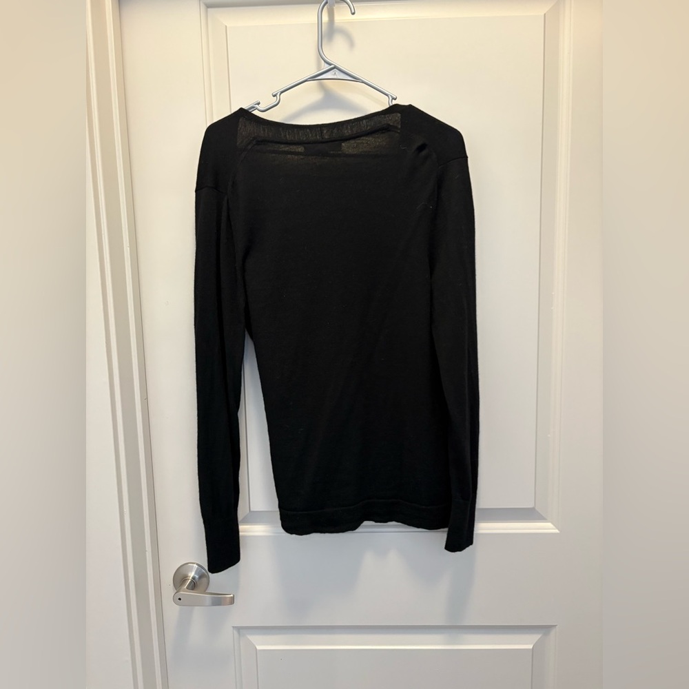 Banana Republic Black Wrap Cardigan 100% merino wool size L - Picture 3 of 4